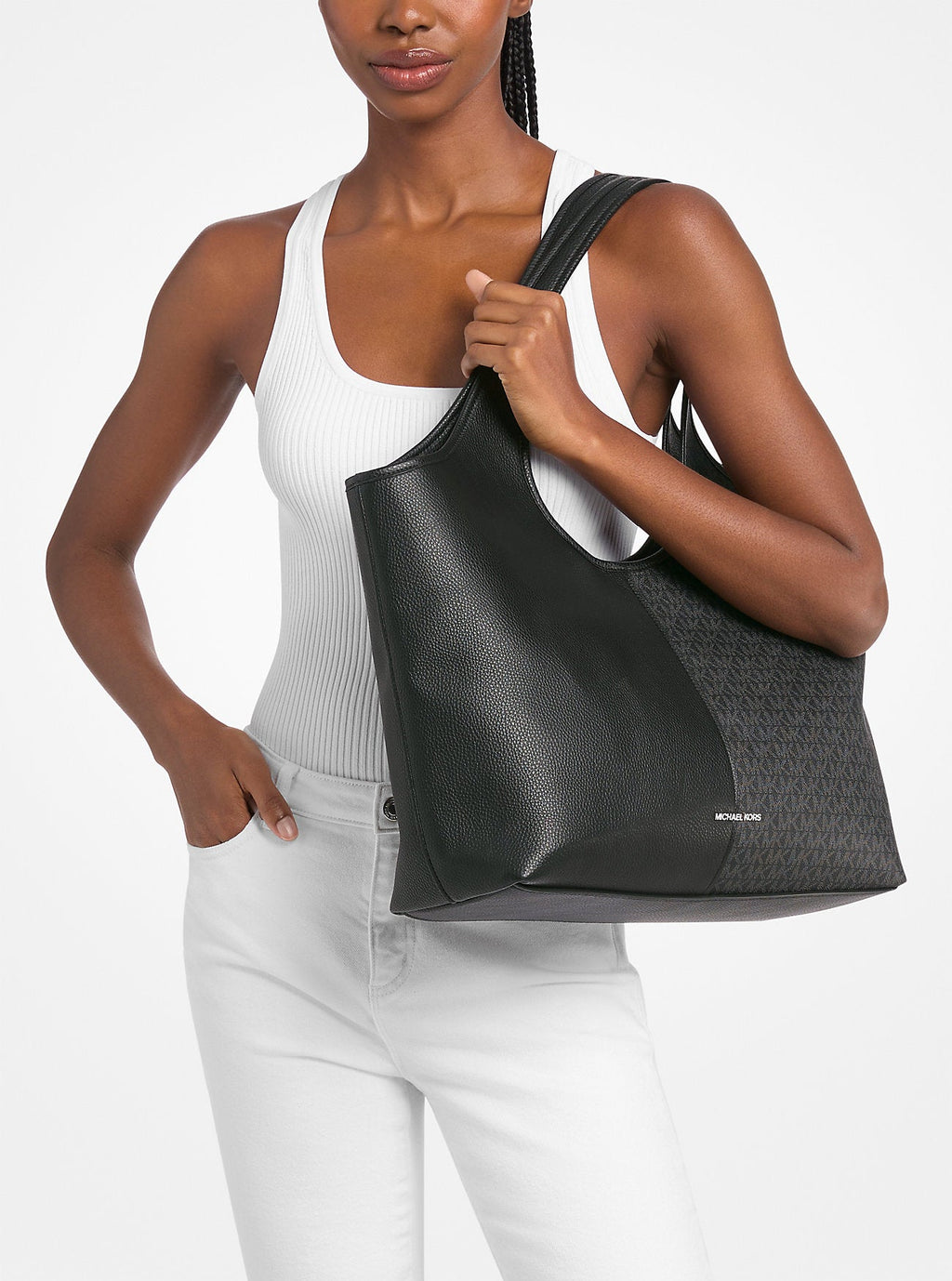 Henly Large Signature Logo and Textured Tote Bag Designer Handbag Fashion Shoulder Bag