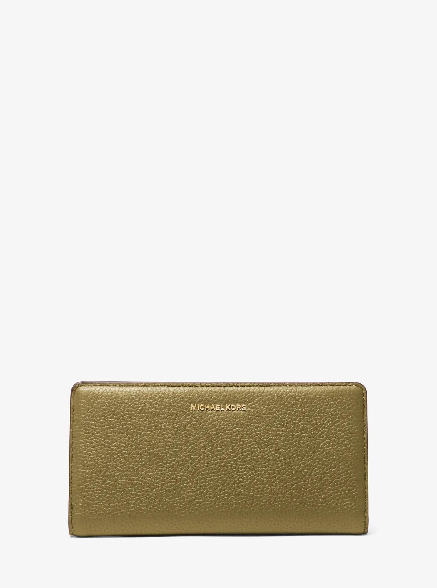 Bryant Large Pebbled Leather Snap-Front Wallet Designer Wallet Card Holder