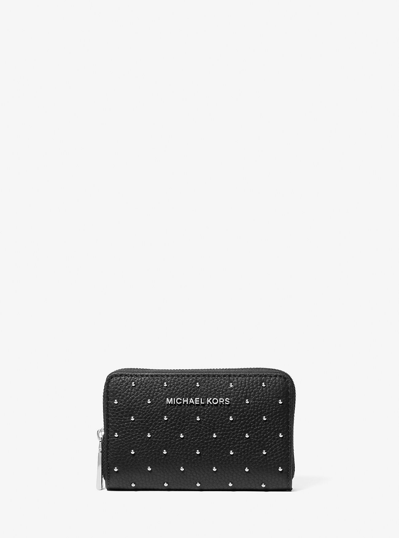 Jet Set Small Studded Pebbled Leather Wallet Designer Wallet Card Holder
