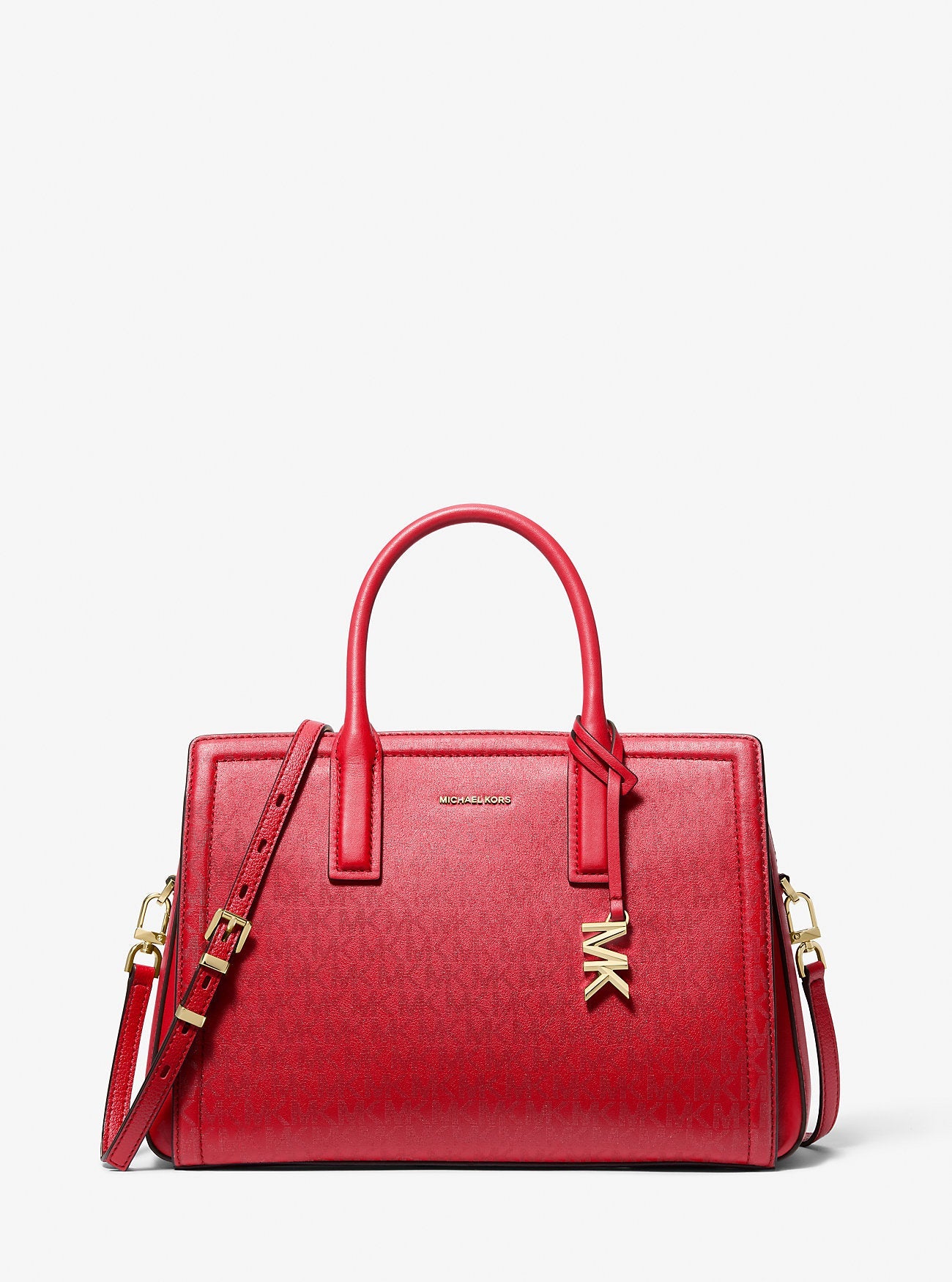 Laila Medium Metallic Signature Logo Satchel Designer Handbag Fashion Shoulder Bag