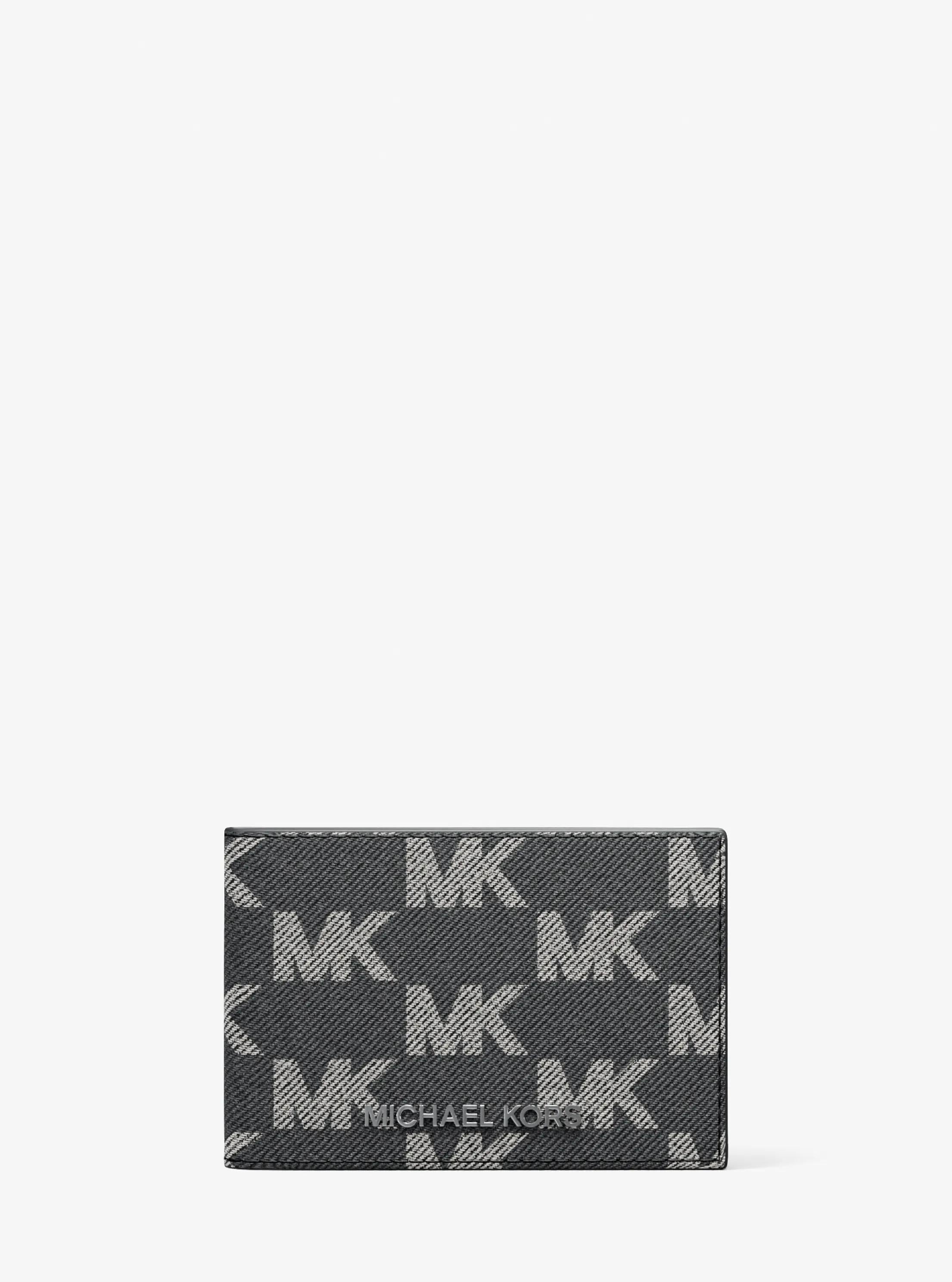 Cooper Medium Logo Jacquard Denim Wallet Designer Wallet Card Holder