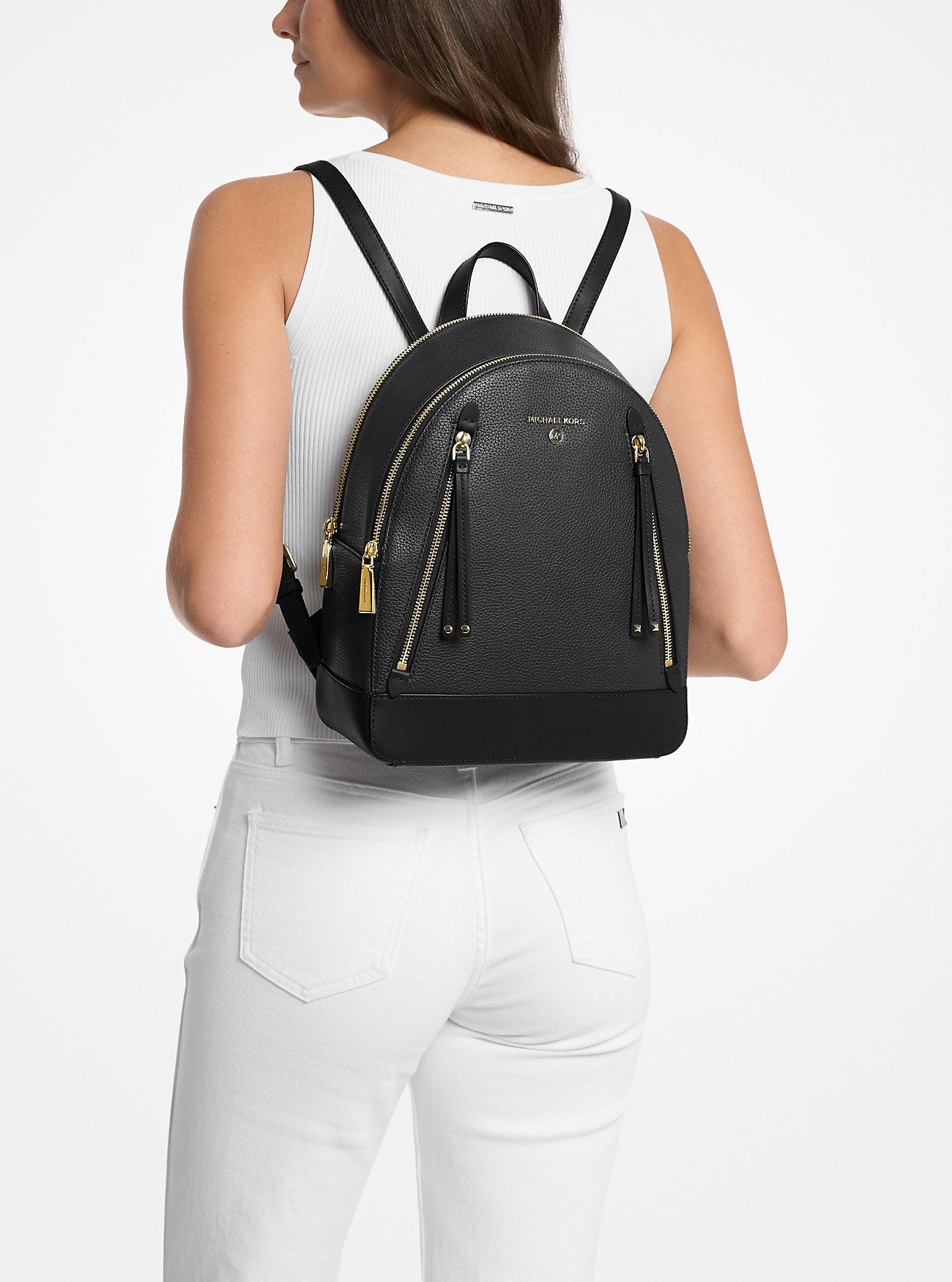 Brooklyn Medium Pebbled Leather Backpack Designer Handbag Fashion Shoulder Bag