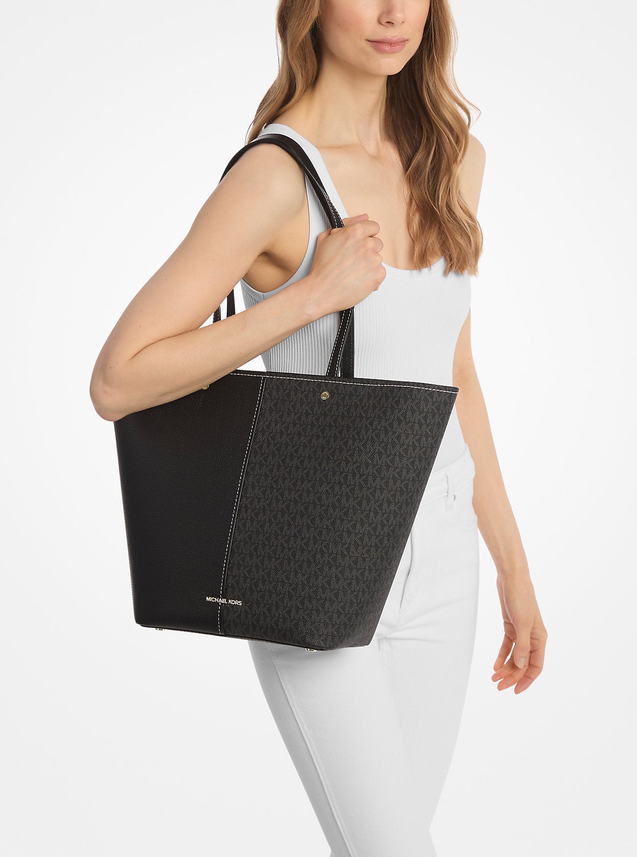 Flora Large Signature Logo and Leather Tote Bag Designer Handbag Fashion Shoulder Bag