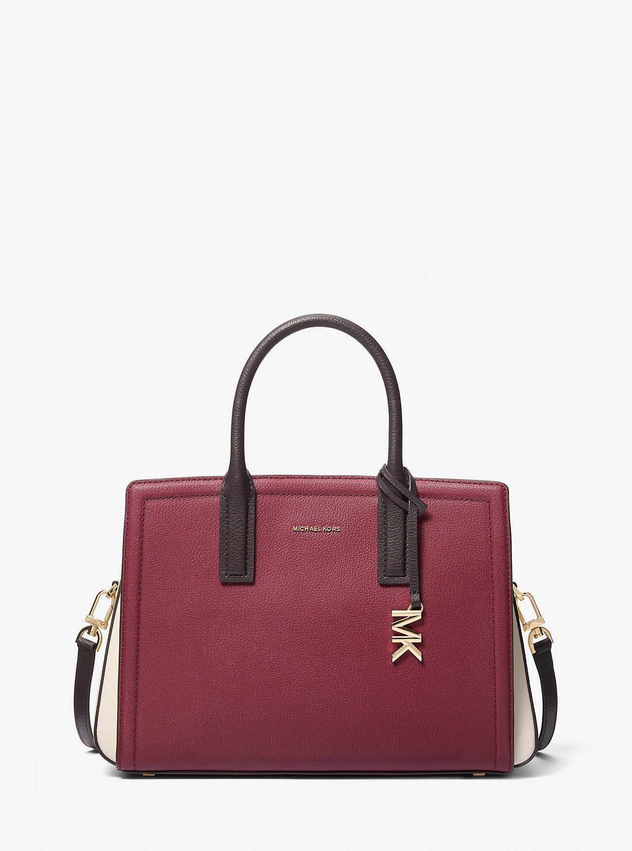 Laila Medium Color-Block Pebbled Leather Satchel Designer Handbag Fashion Shoulder Bag