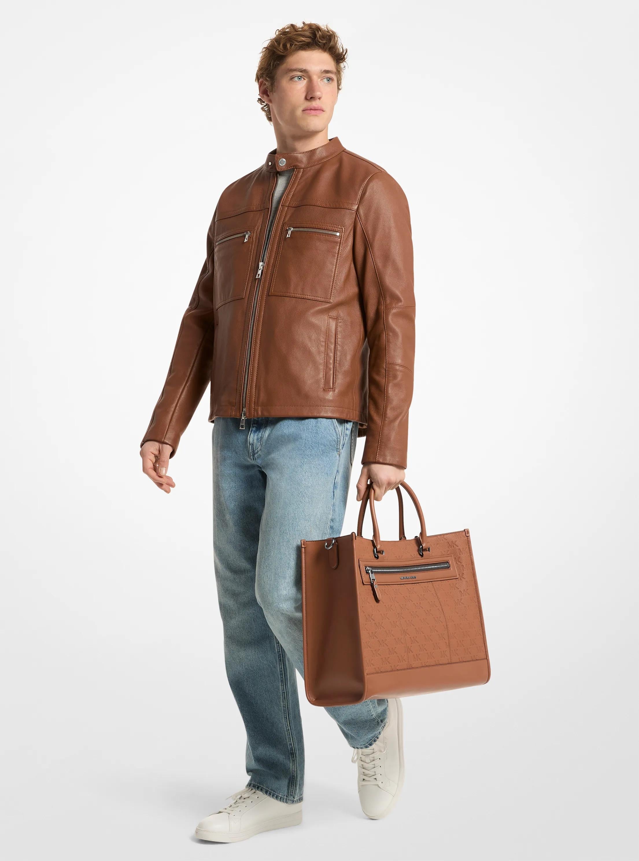 Jet Set Logo Embossed Leather Tote Bag Designer Handbag Fashion Shoulder Bag