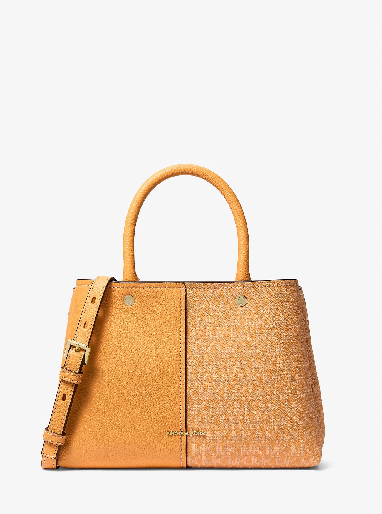 Flora Medium Signature Logo and Leather Satchel Designer Handbag Fashion Shoulder Bag