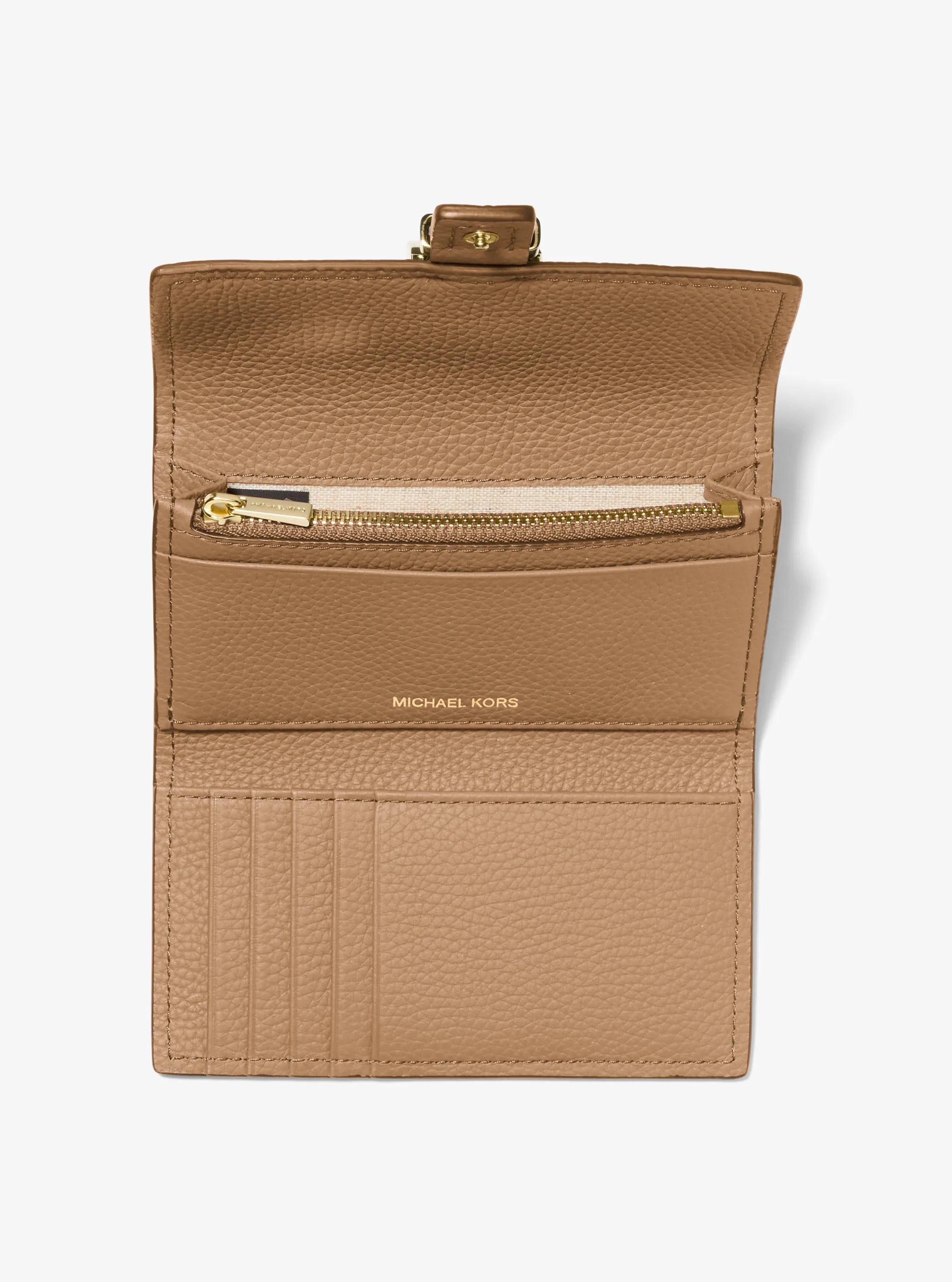 Nolita Medium Pebbled Leather Tri-Fold Wallet Designer Wallet Card Holder