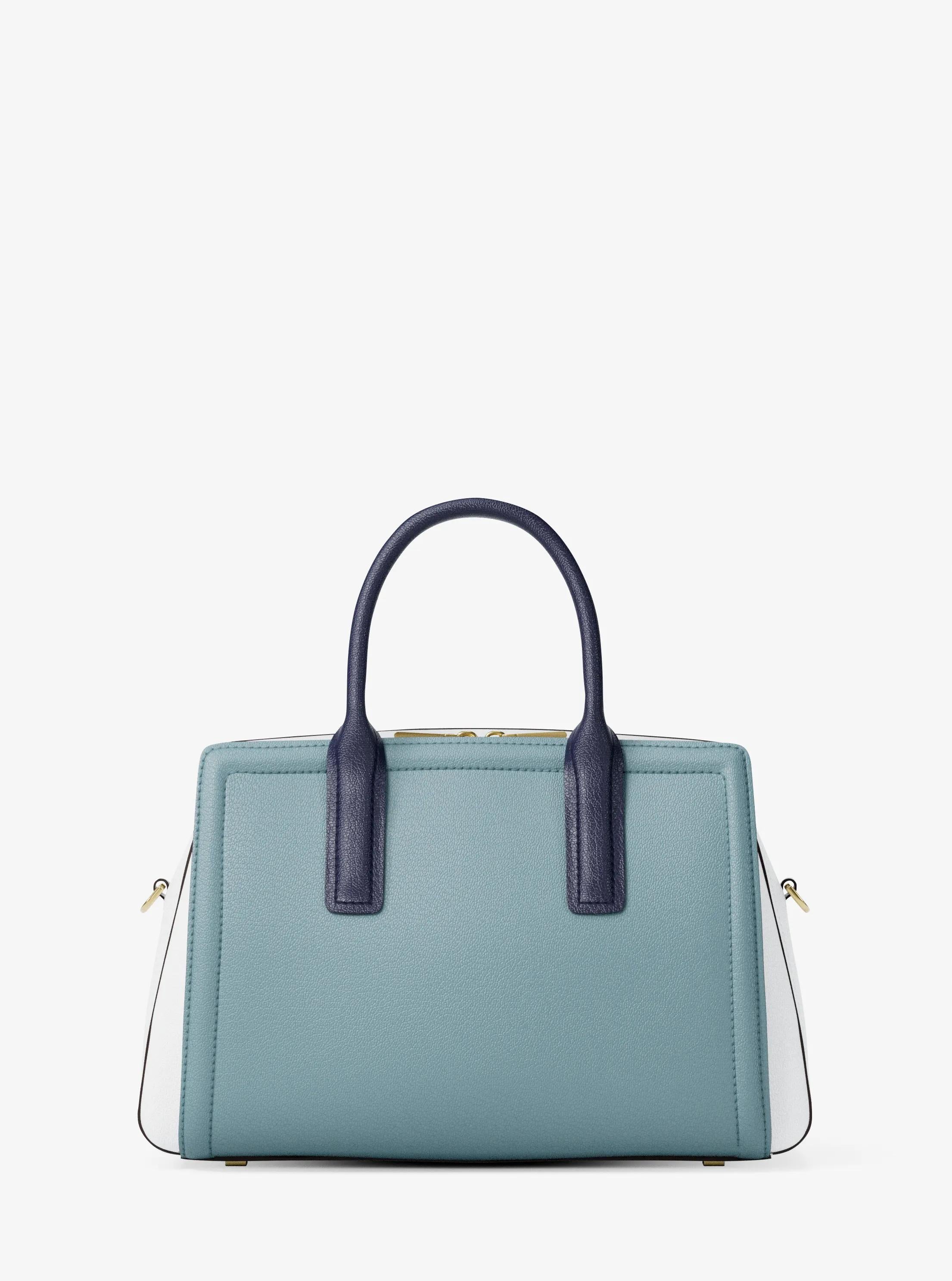 Laila Medium Color-Block Pebbled Leather Satchel Designer Handbag Fashion Shoulder Bag