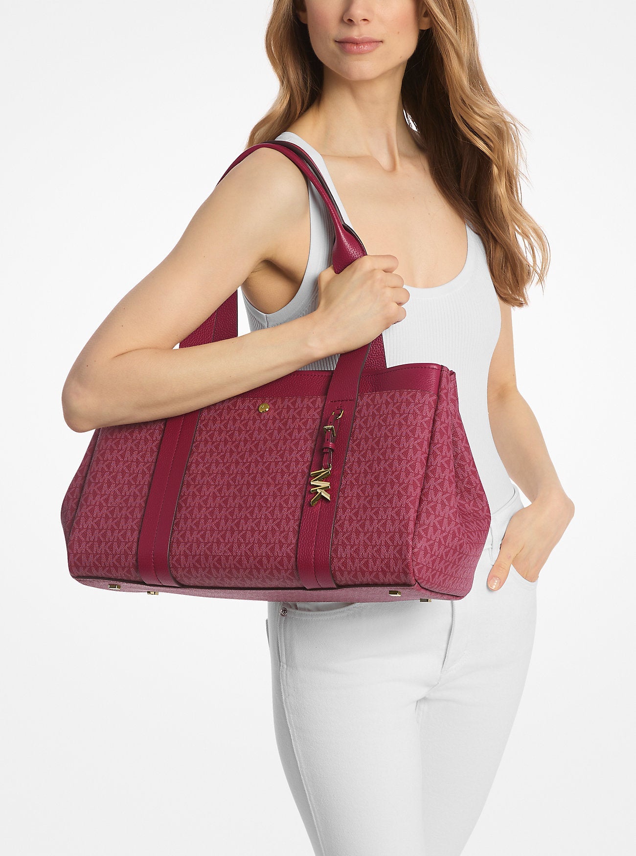 Romee Large Signature Logo and Leather Tote Bag Designer Handbag Fashion Shoulder Bag