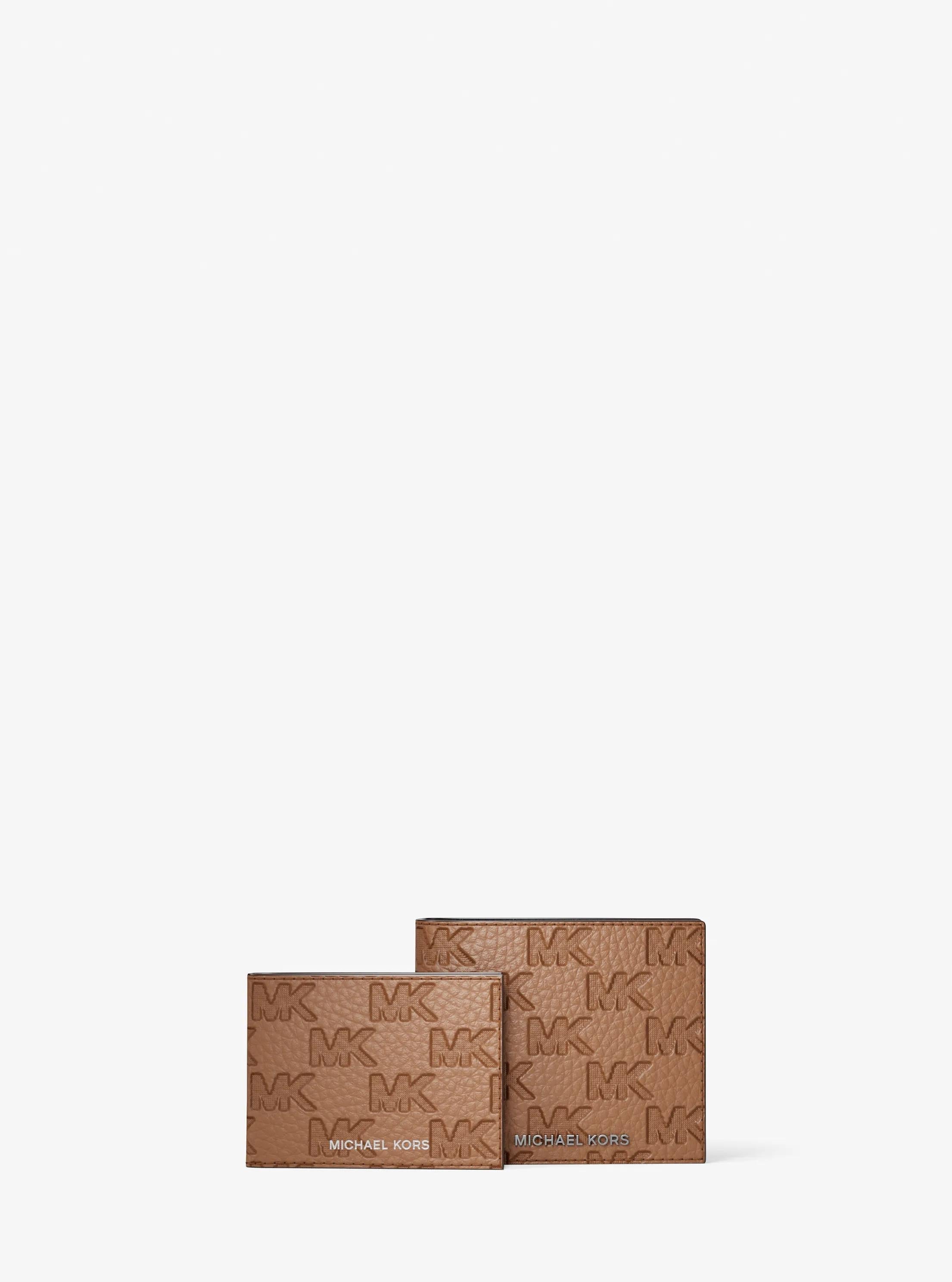 Hudson Logo Embossed Leather Billfold Wallet and Passcase Designer Wallet Card Holder