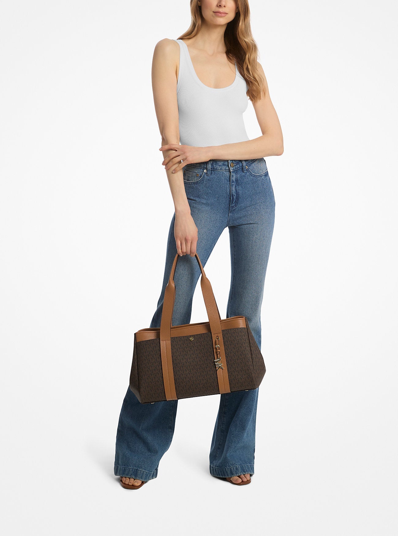 Romee Large Signature Logo and Leather Tote Bag Designer Handbag Fashion Shoulder Bag