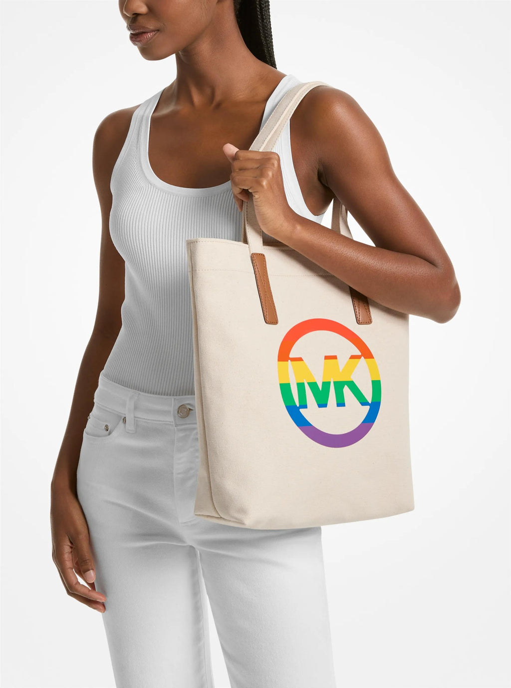 PRIDE Rainbow Logo Cotton Tote Bag Designer Handbag Fashion Shoulder Bag
