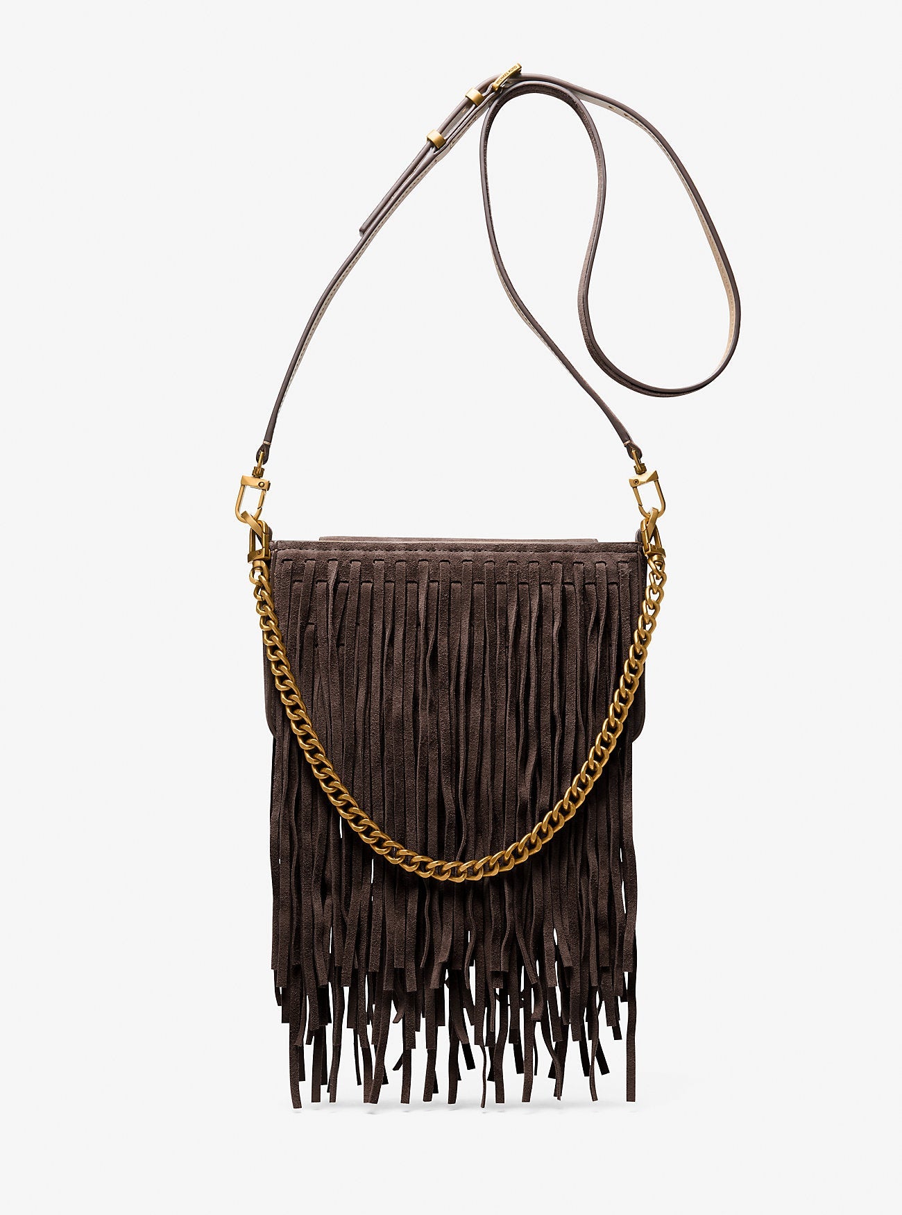 Bryant Small Fringed Suede Convertible Pochette Designer Handbag Fashion Shoulder Bag