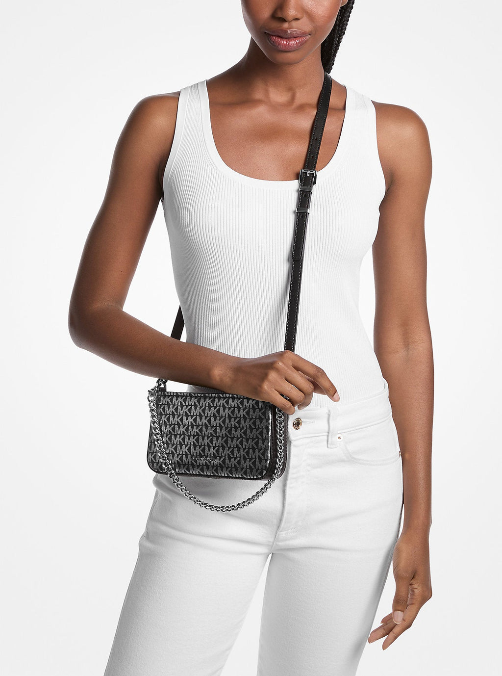 Bryant Small Metallic Signature Logo Convertible Pochette Designer Handbag Fashion Shoulder Bag