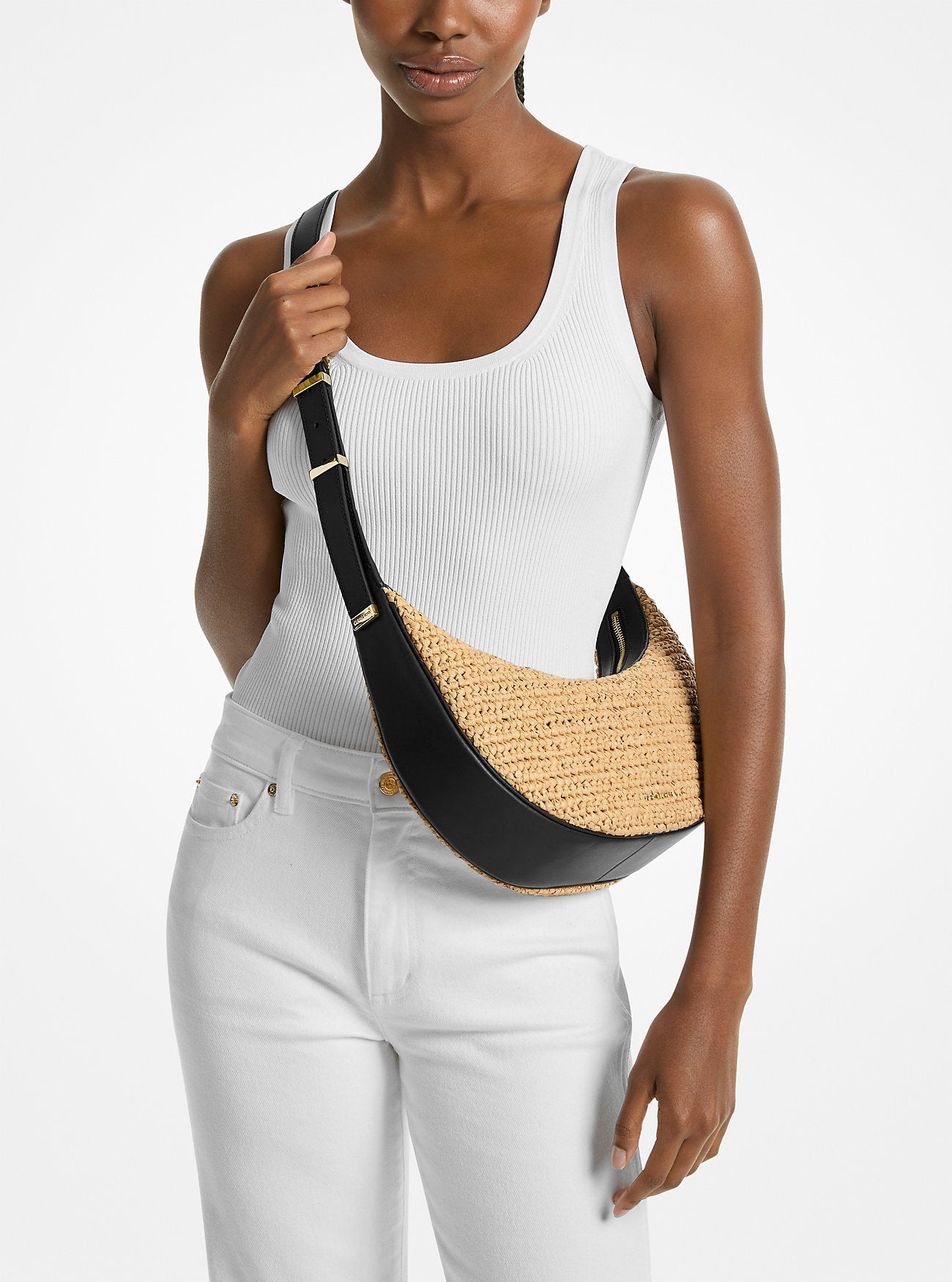 Avra Medium Hand-Crocheted and Leather Crossbody Bag Designer Handbag Fashion Shoulder Bag