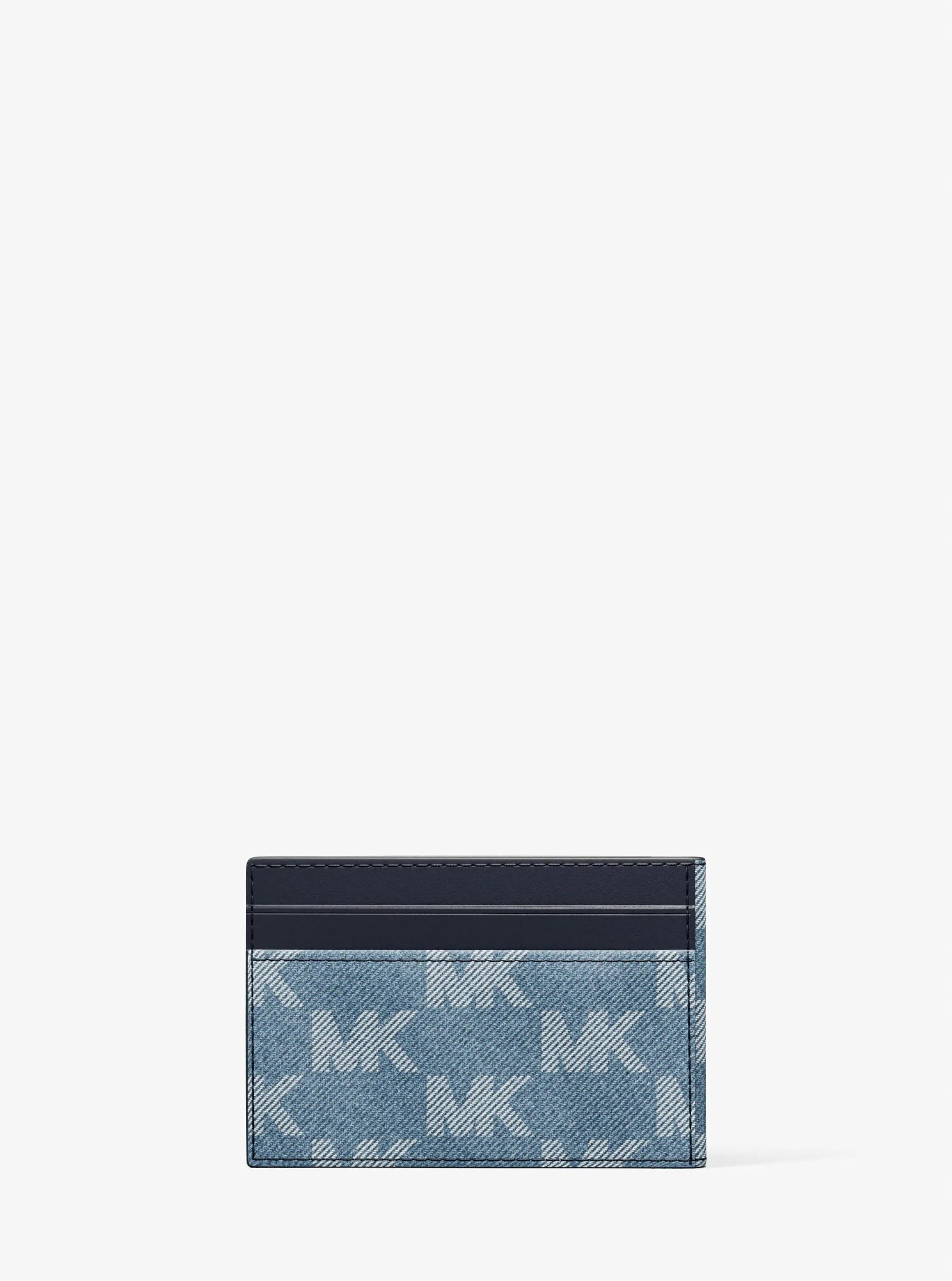 Cooper Medium Logo Jacquard Denim Wallet Designer Wallet Card Holder