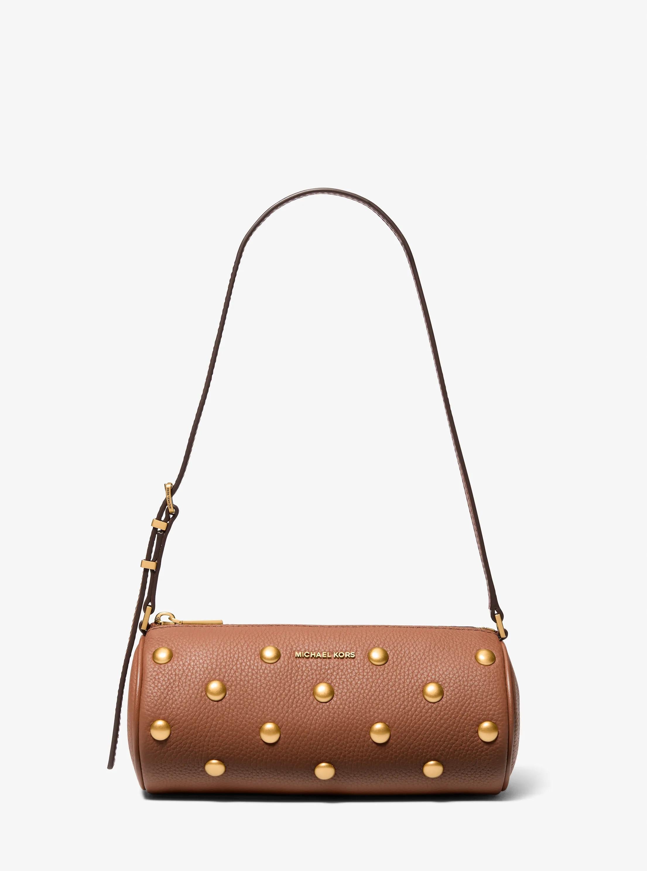 Izzy Small Studded Pebbled Leather Barrel Pochette Designer Handbag Fashion Shoulder Bag