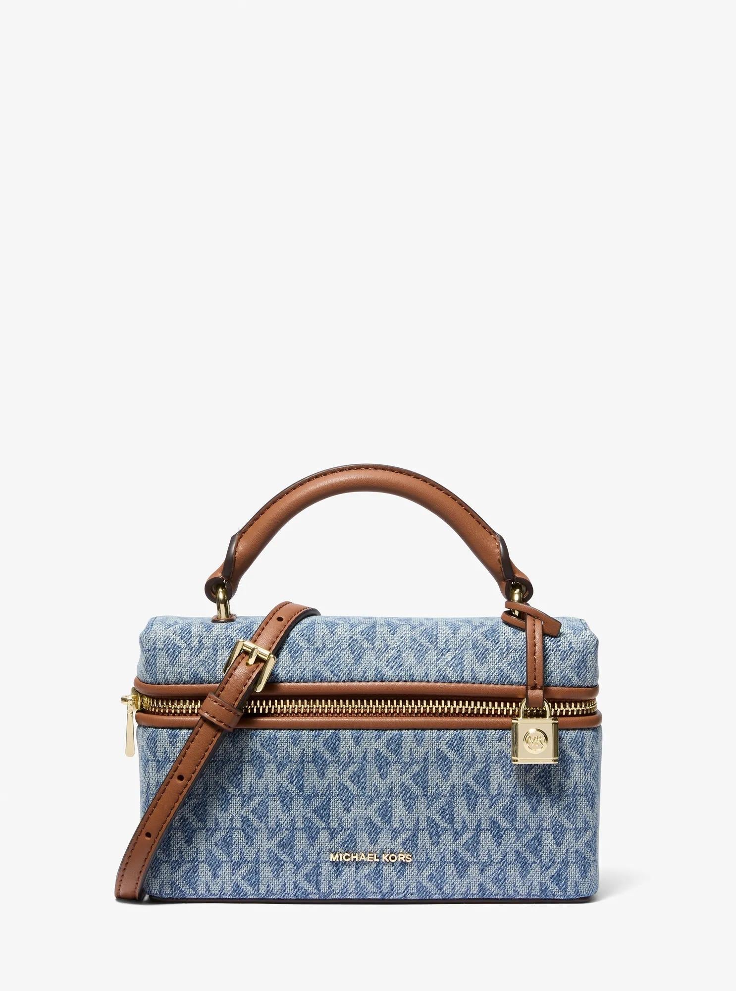 Jana Extra-Small Signature Logo Print Denim Convertible Crossbody Bag Designer Handbag Fashion Shoulder Bag