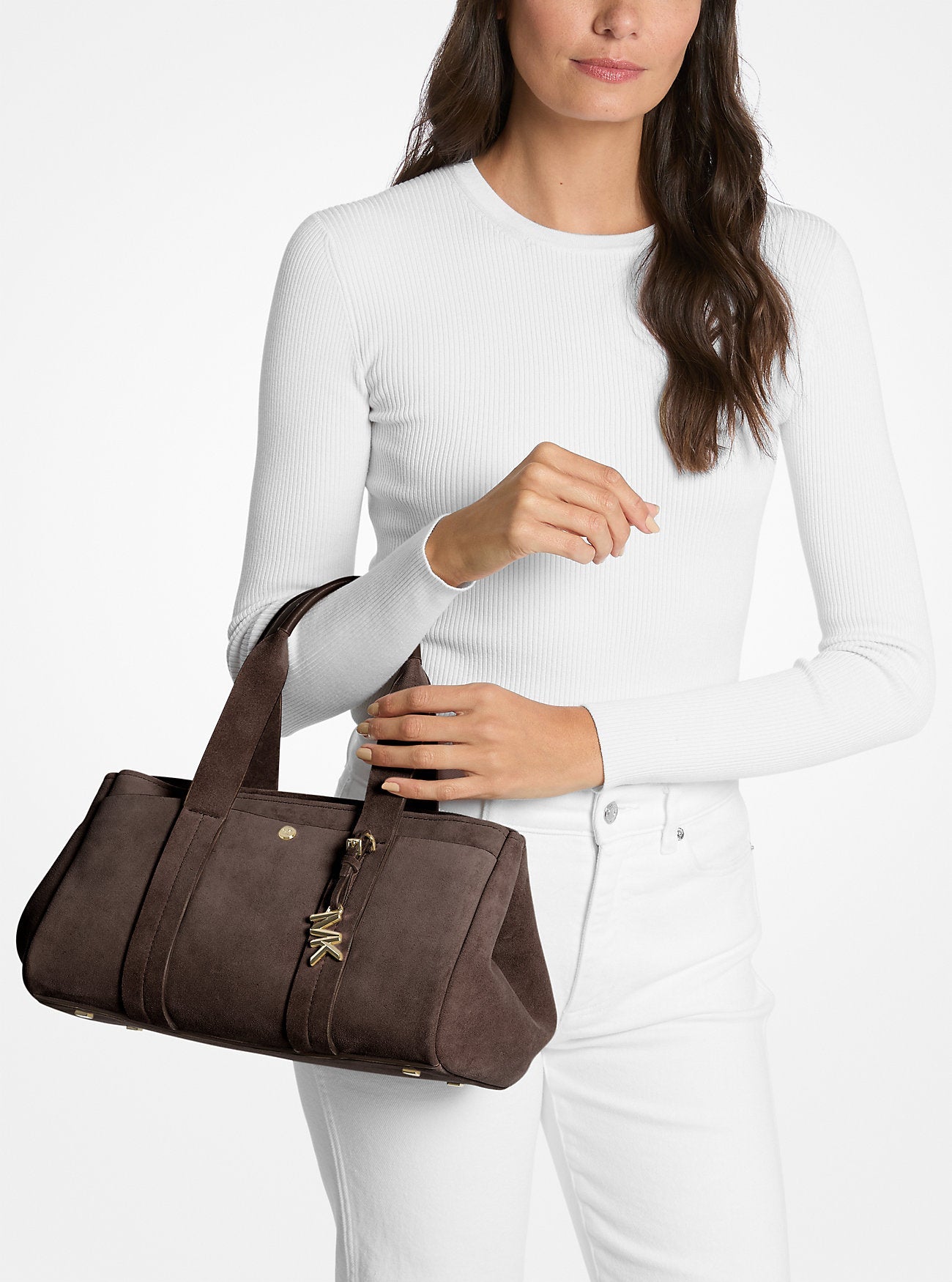Romee Small Suede Satchel Designer Handbag Fashion Shoulder Bag