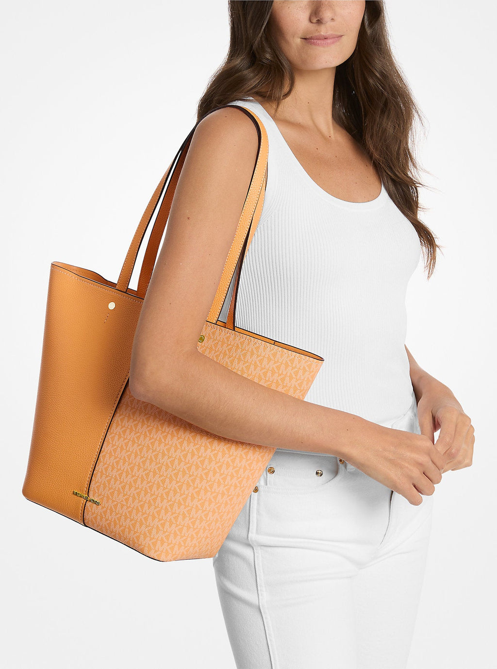Flora Large Signature Logo and Leather Tote Bag Designer Handbag Fashion Shoulder Bag