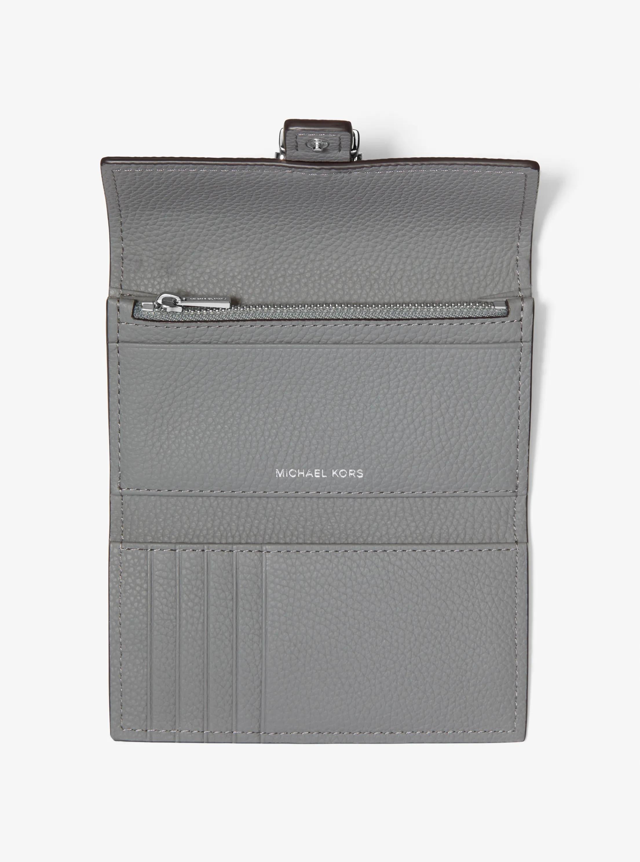 Nolita Medium Pebbled Leather Tri-Fold Wallet Designer Wallet Card Holder