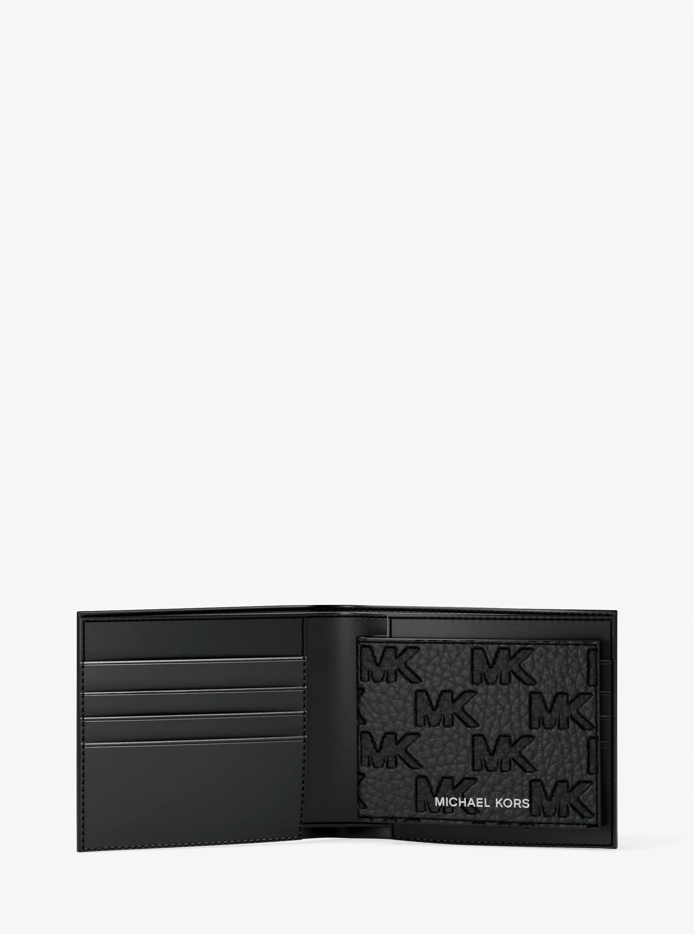 Hudson Logo Embossed Leather Billfold Wallet and Passcase Designer Wallet Card Holder