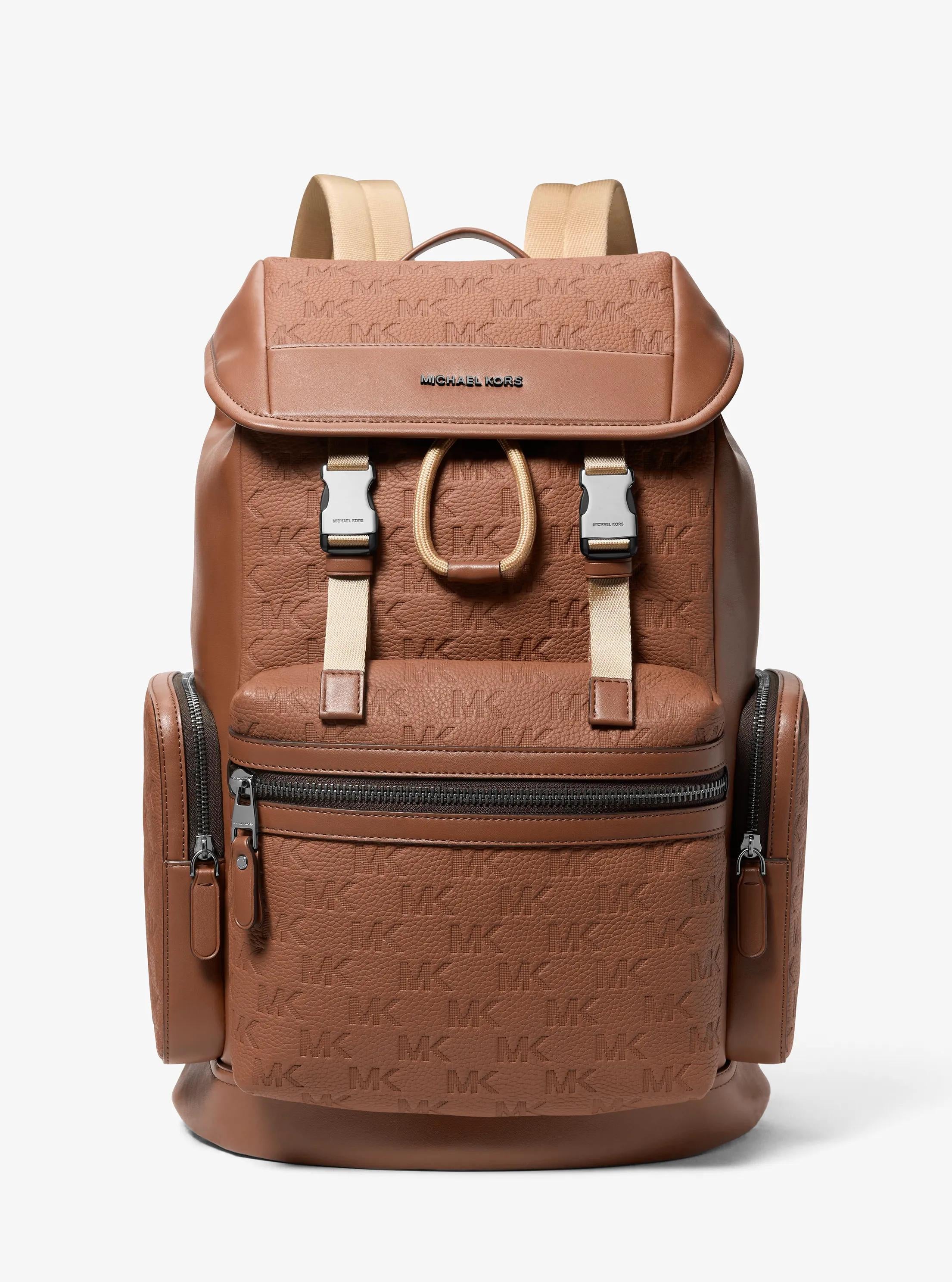 Jet Set Logo Embossed Pebbled Leather Backpack Popular Style Fashion Accessory