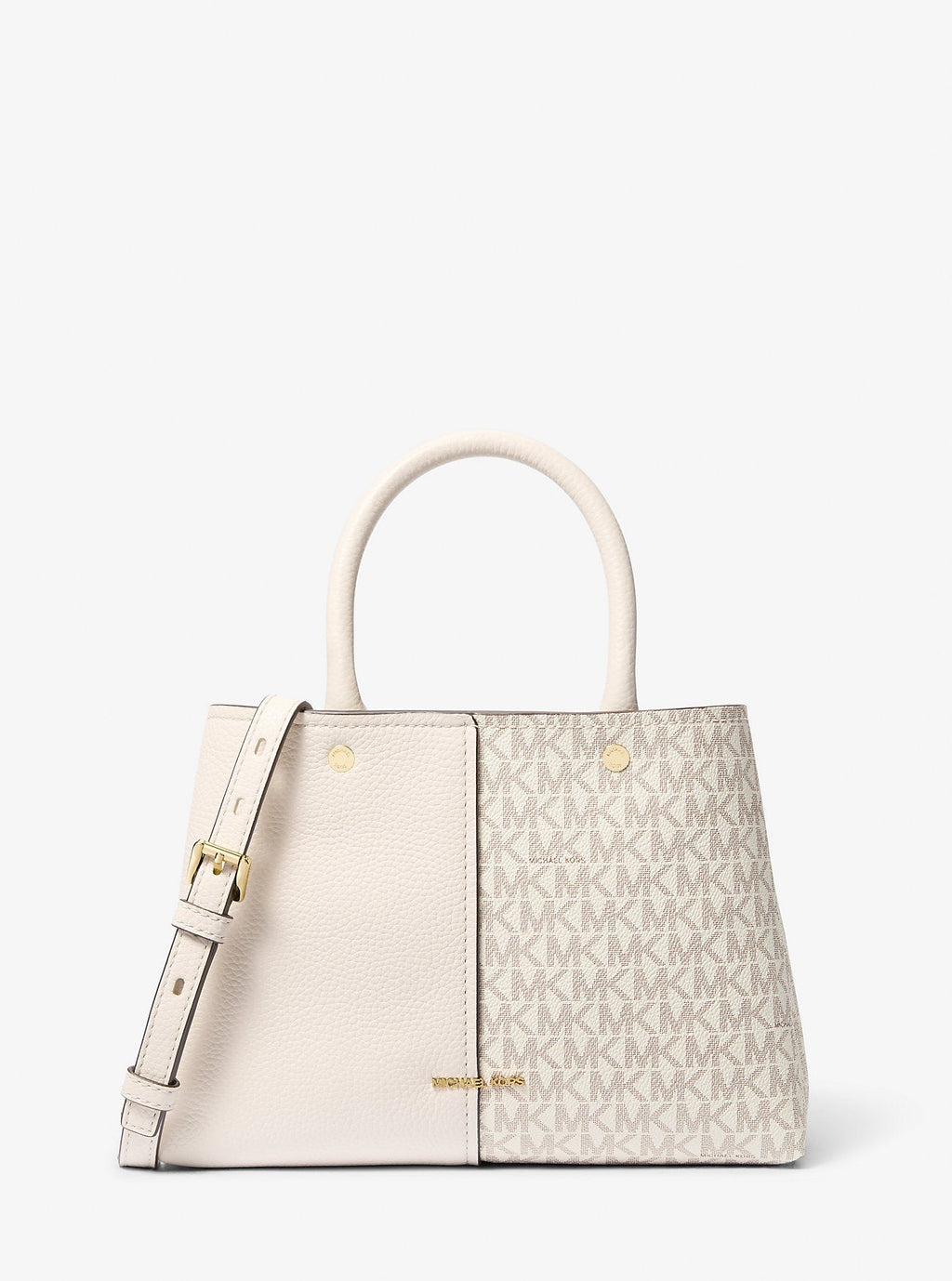 Flora Medium Signature Logo and Leather Satchel Designer Handbag Fashion Shoulder Bag
