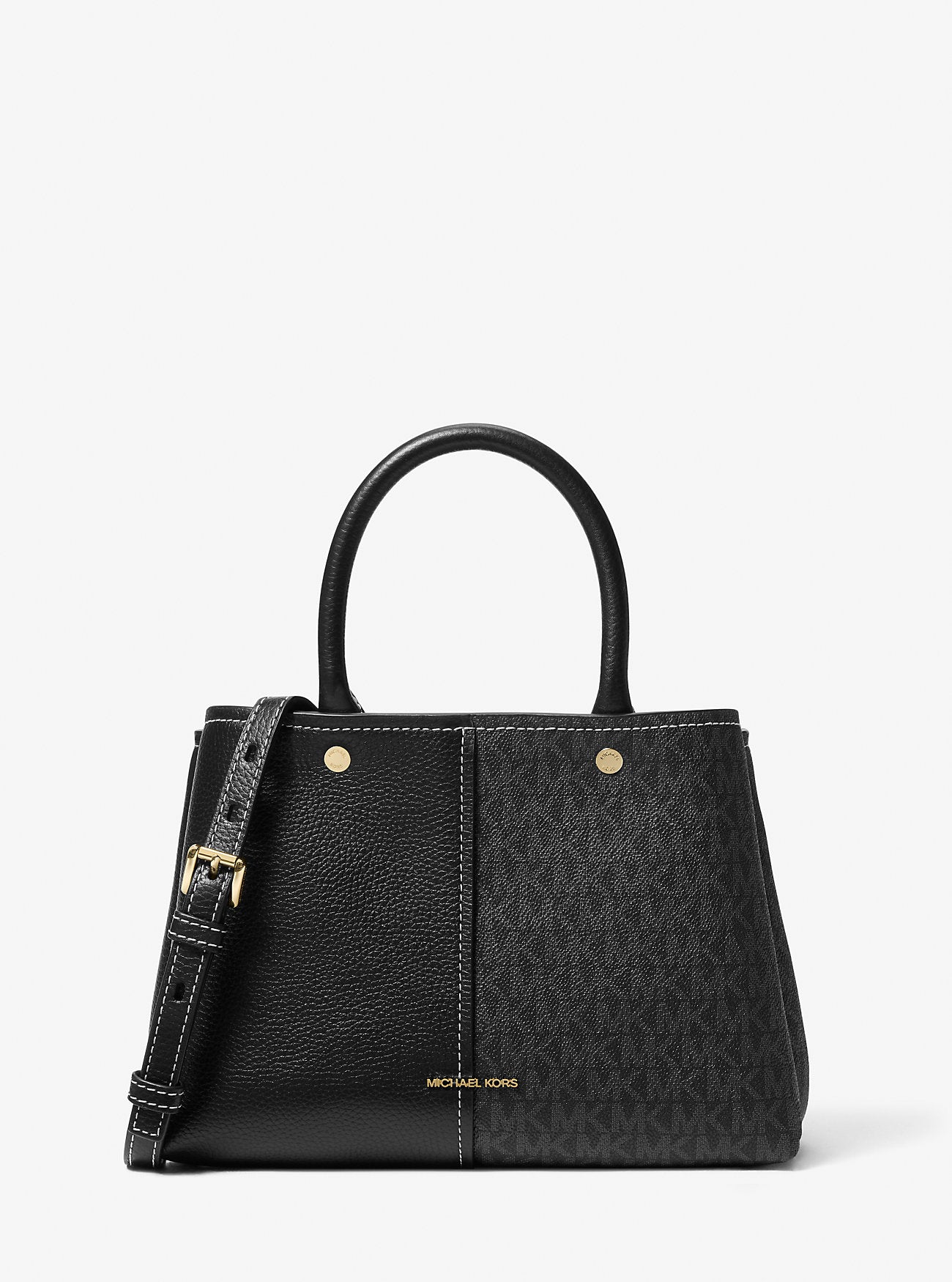 Flora Medium Signature Logo and Leather Satchel Designer Handbag Fashion Shoulder Bag