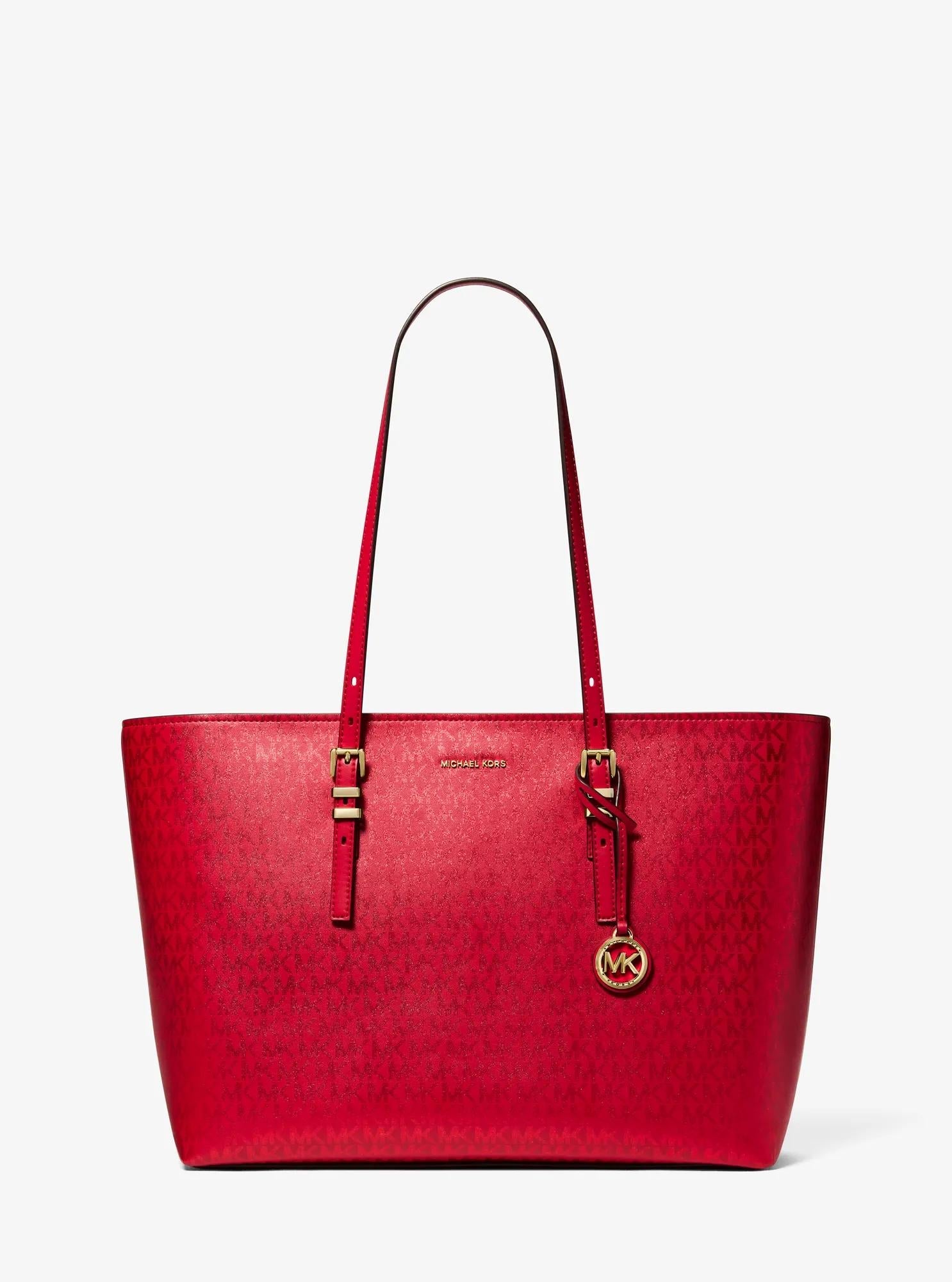 Quinn Large Metallic Signature Logo Tote Bag Designer Handbag Fashion Shoulder Bag