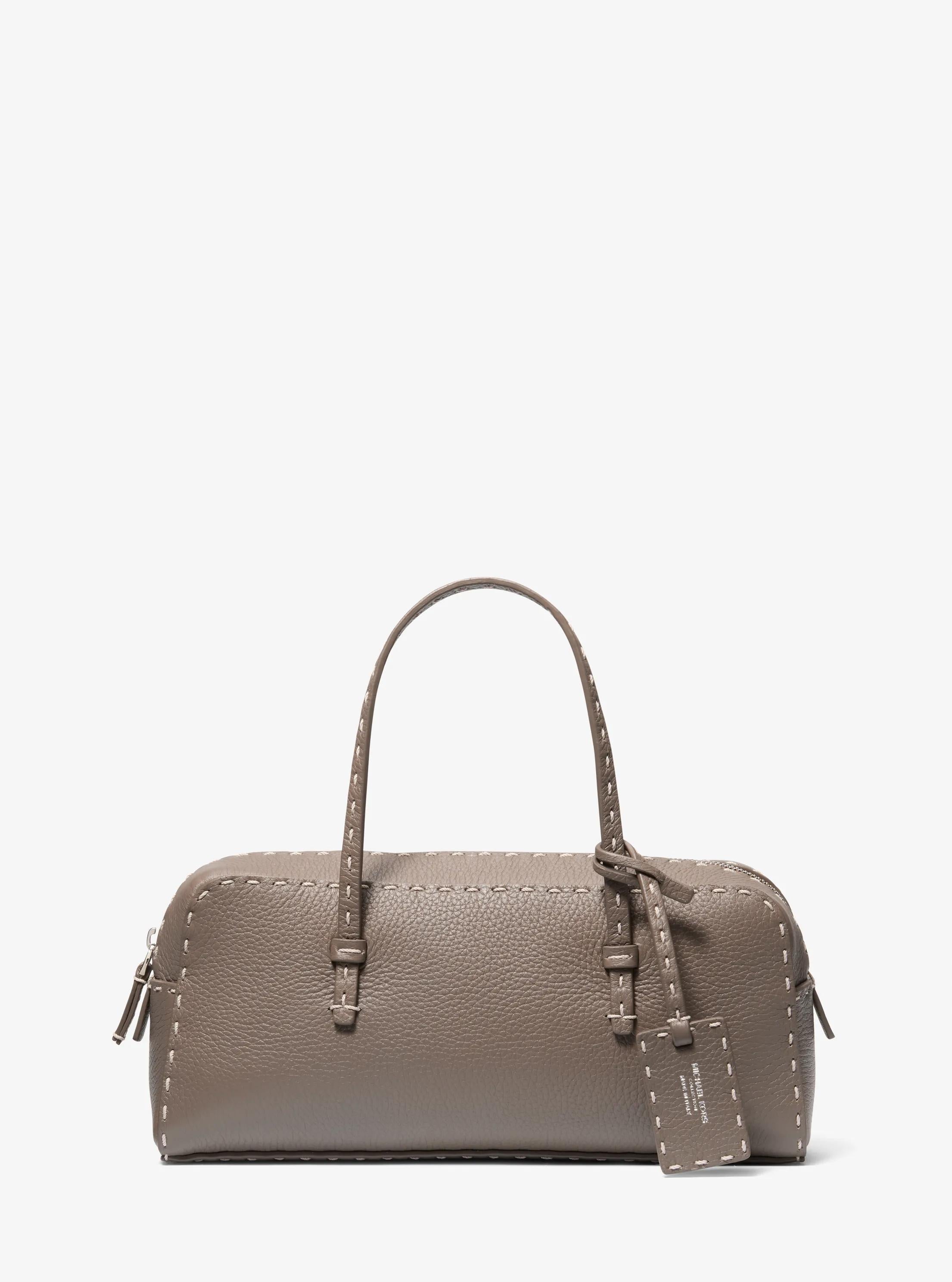 Roberta Hand-Stitched Pebbled Leather Satchel Designer Handbag Fashion Shoulder Bag