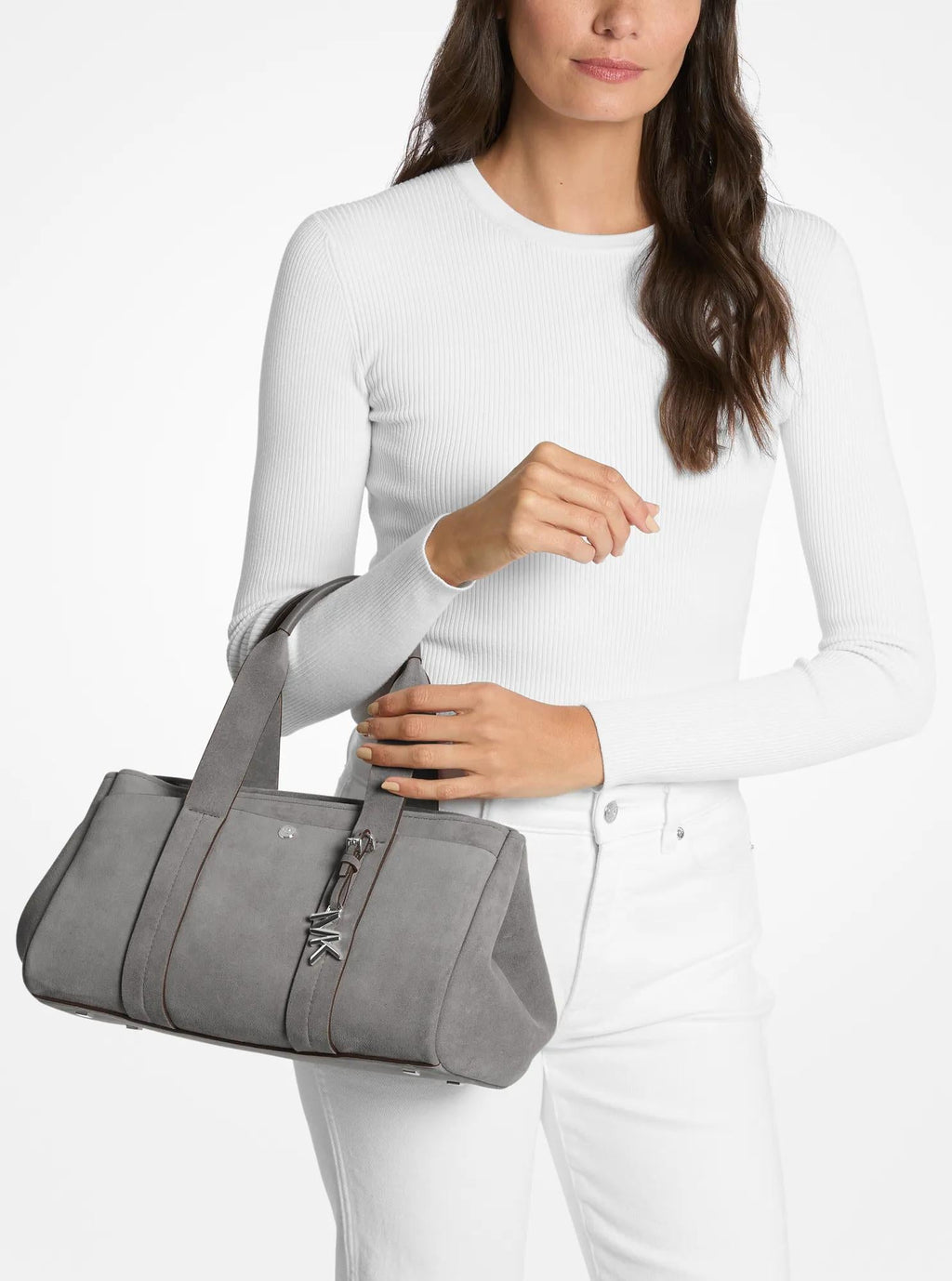 Romee Small Suede Satchel Designer Handbag Fashion Shoulder Bag